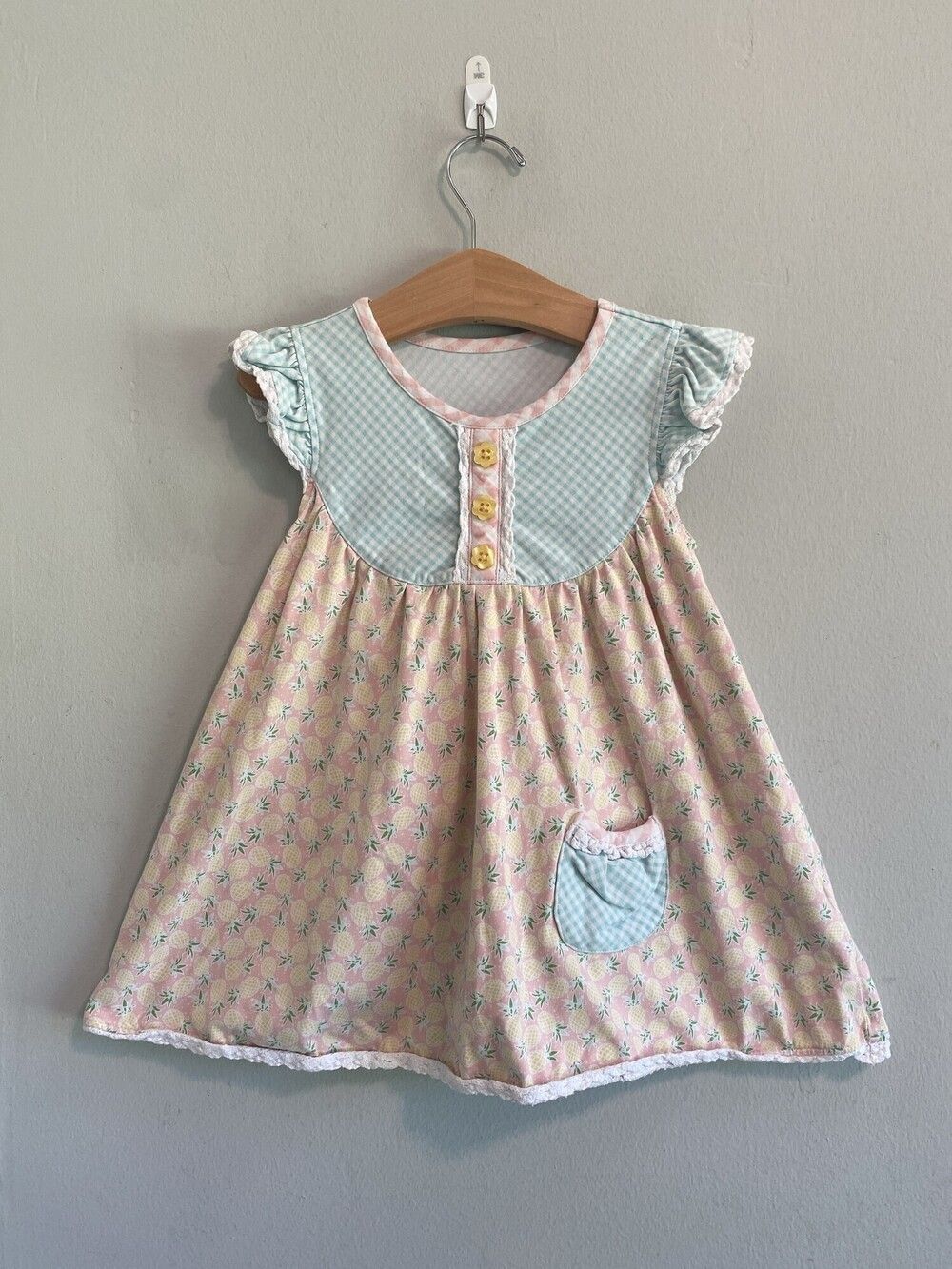 Serendipity Shirmp and Girts Kids Pineapple Floral Babydoll Dress Size 5-6